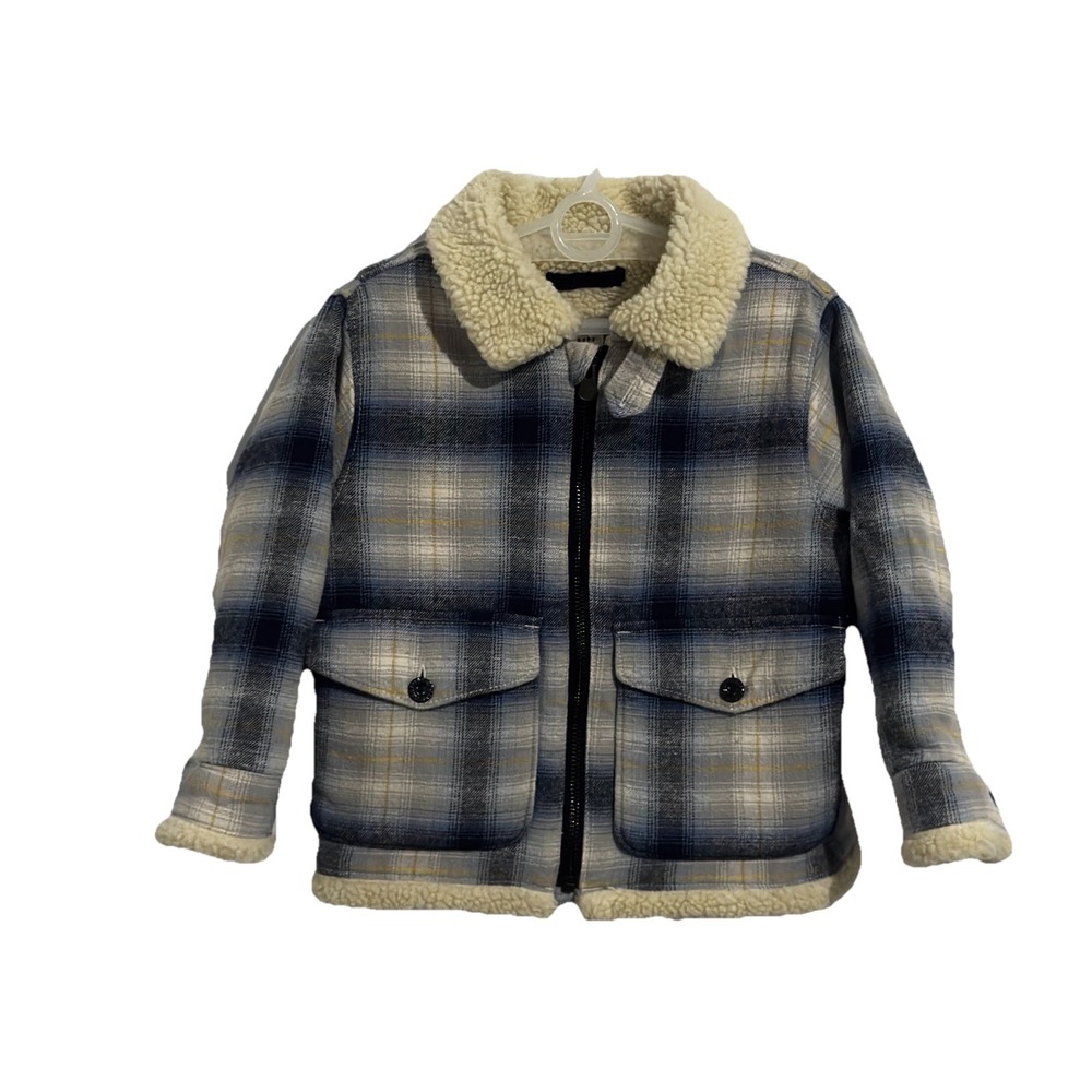 Size 3T - Baby Gap Flannel Shirt Jacket Blue Cream